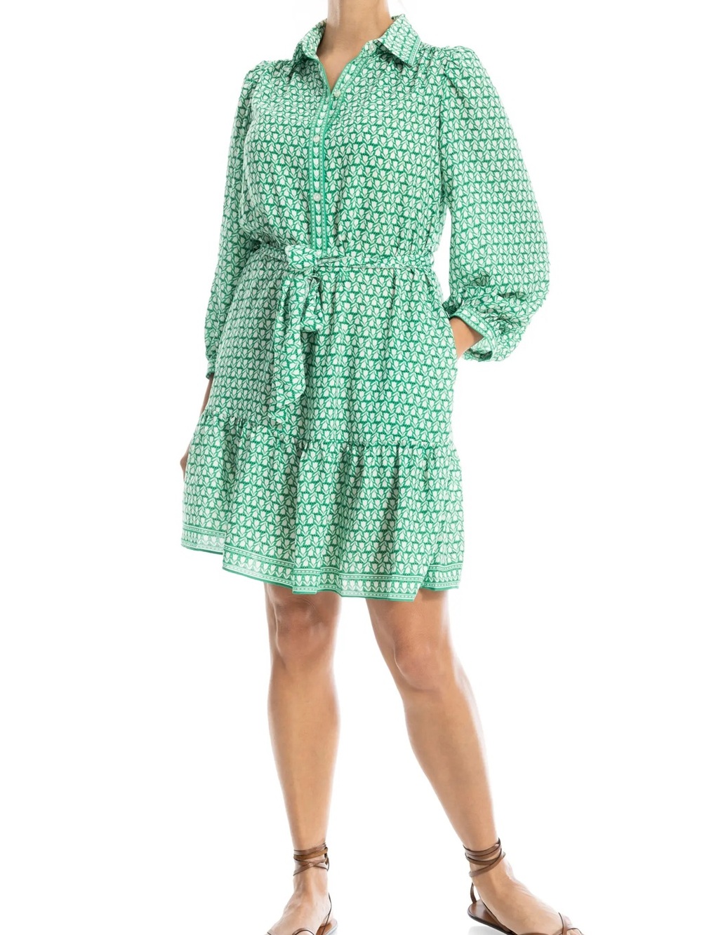 MAX STUDIO Long Sleeve Button Front Crepe Dress size XS